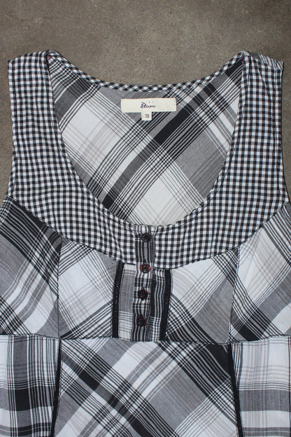 FRENCH LABEL PLAID MINI DRESS