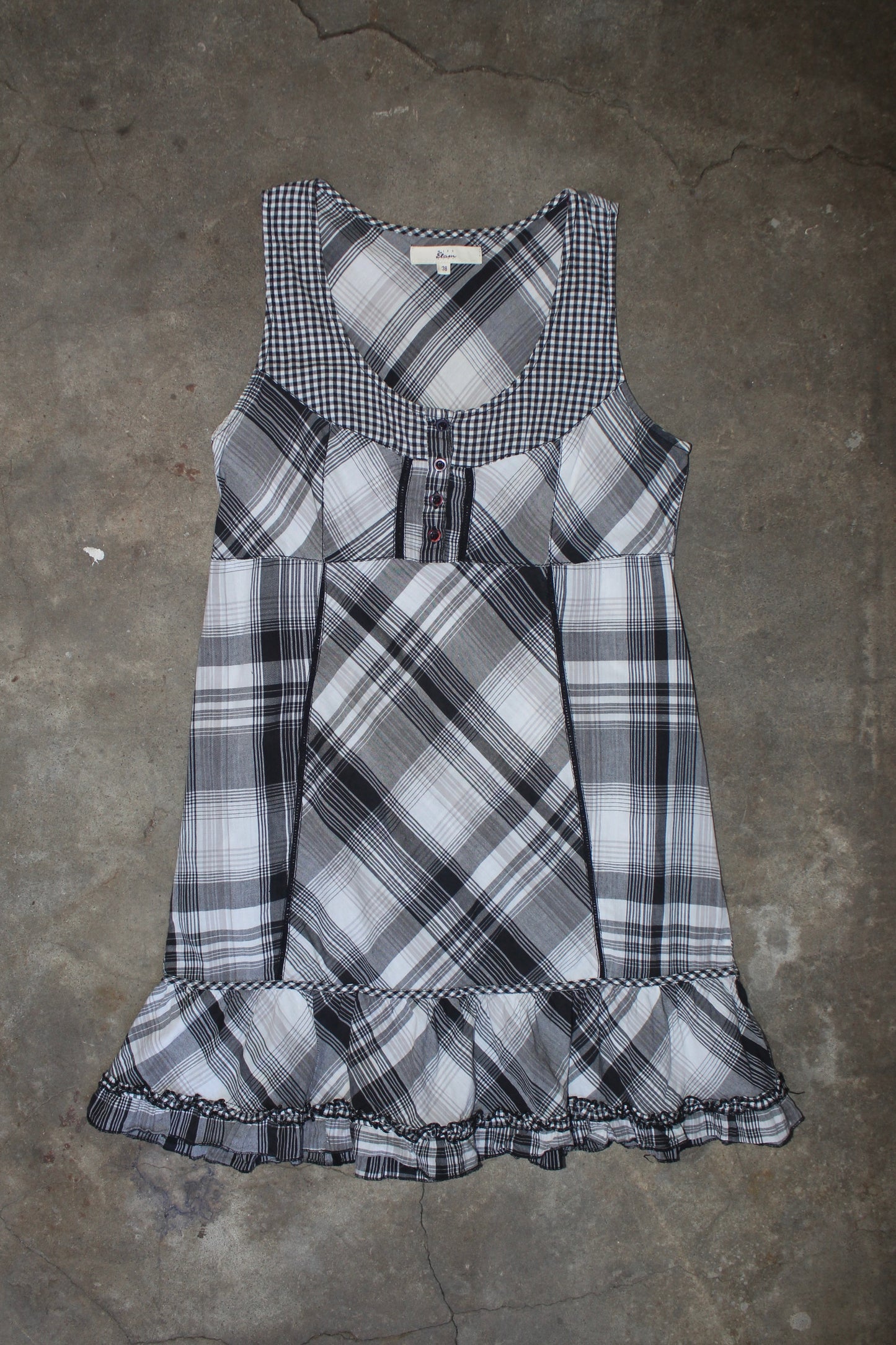 FRENCH LABEL PLAID MINI DRESS
