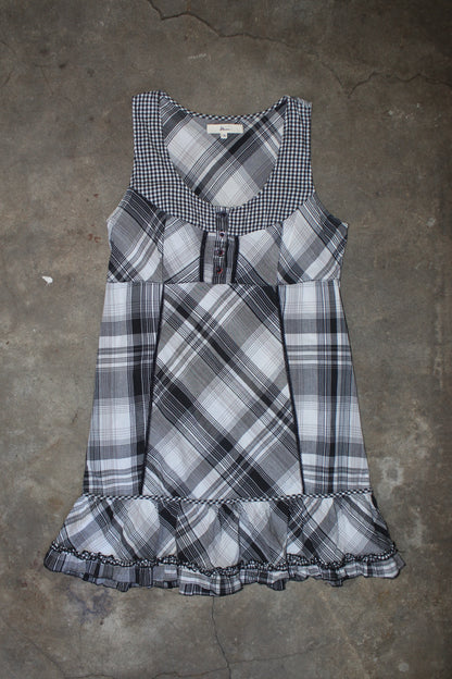 FRENCH LABEL PLAID MINI DRESS