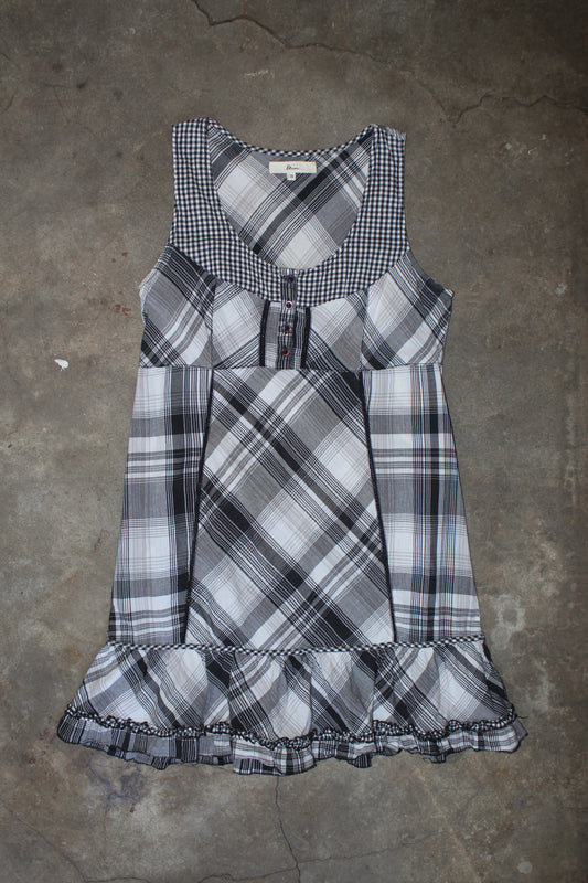 FRENCH LABEL PLAID MINI DRESS