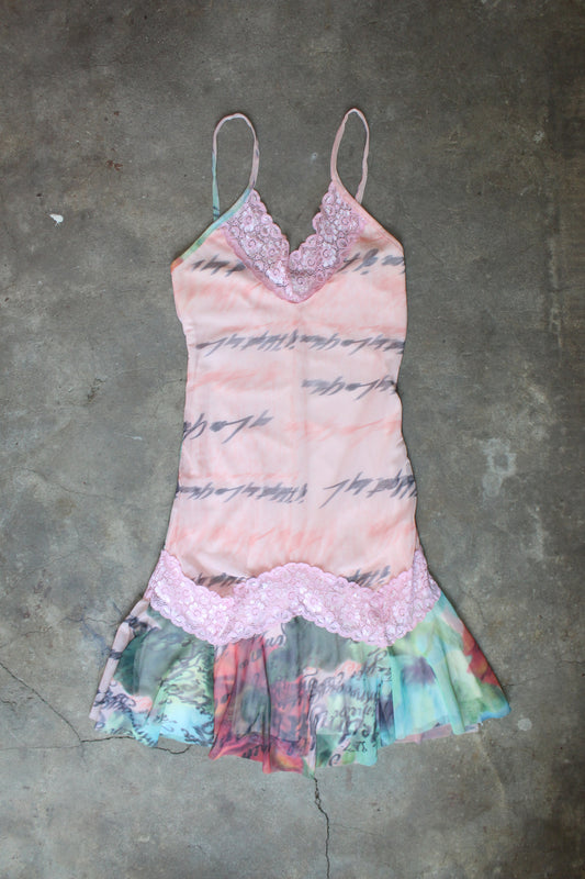 FRENCH LABEL MESH MINI DRESS