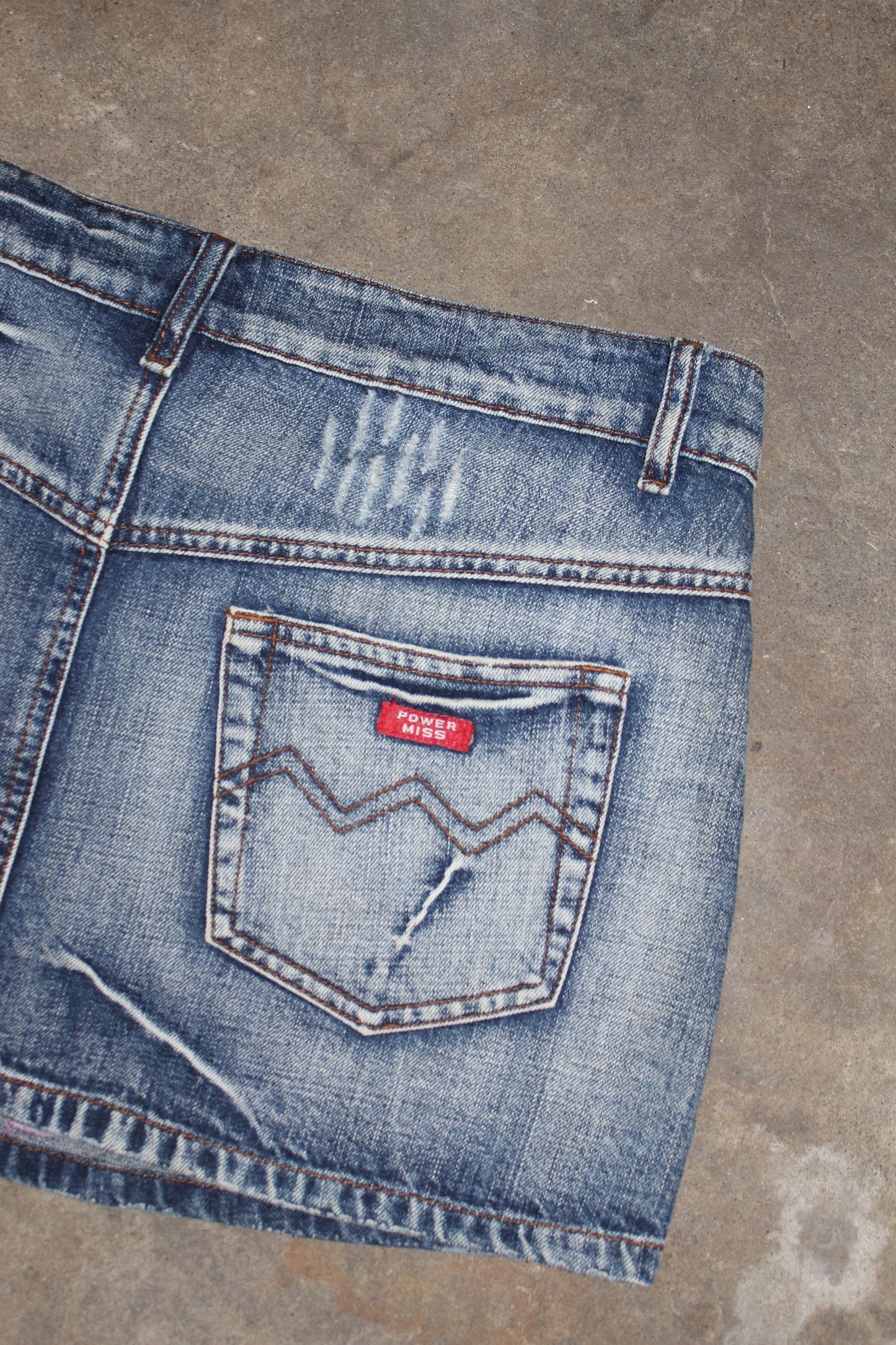 EURO LABEL SEQUIN DENIM MINI SKIRT