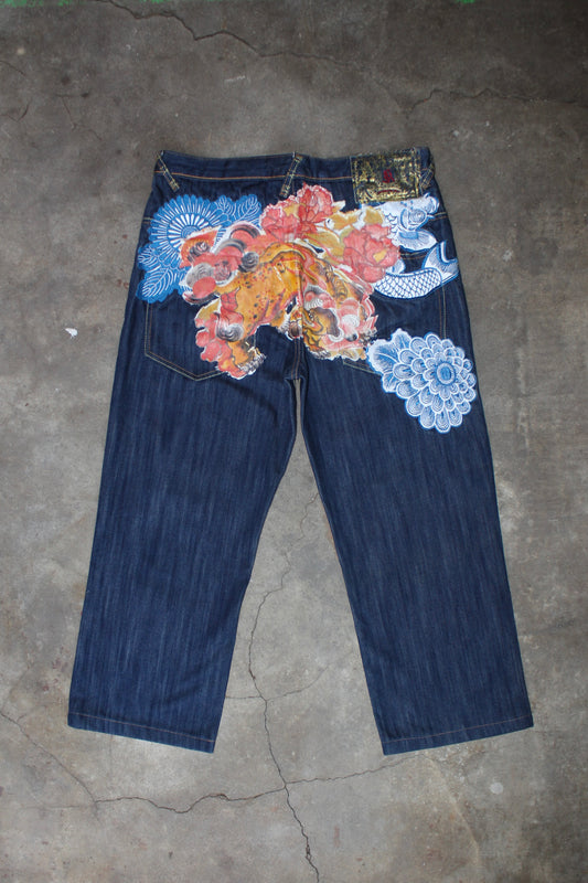 JAPANESE LABEL EMBROIDERED JEANS