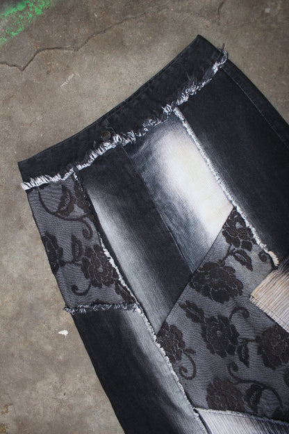 EUROPEAN LABEL PATCHWORK MAXI SKIRT