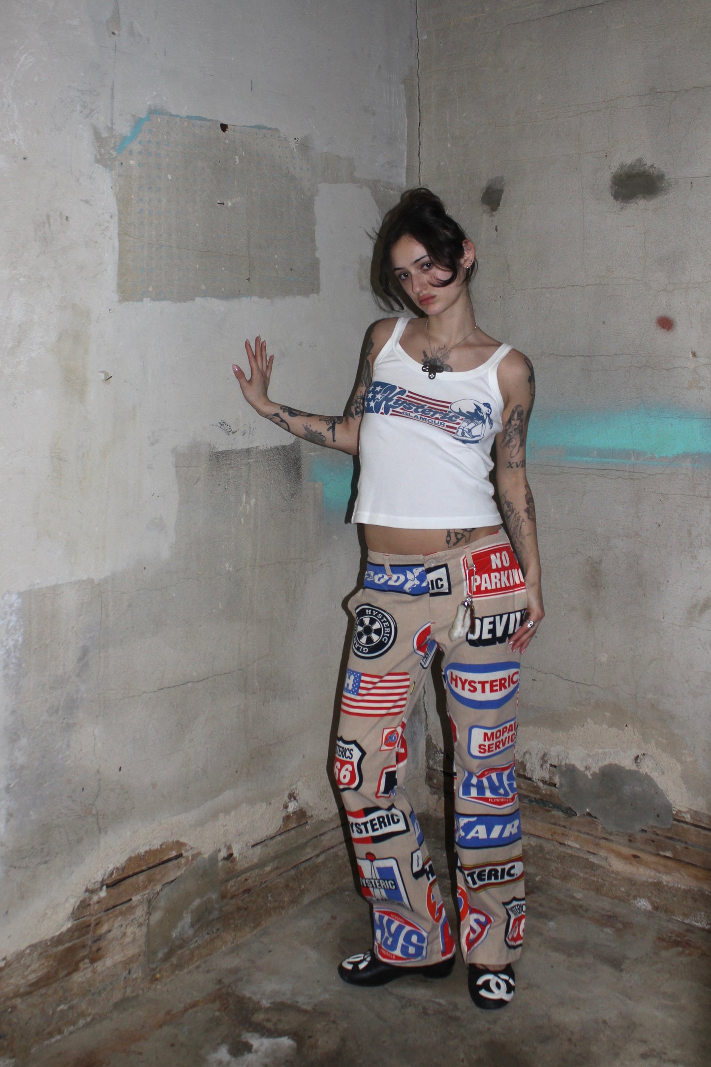 HYSTERIC GLAMOUR 666 COLLAGE PANTS