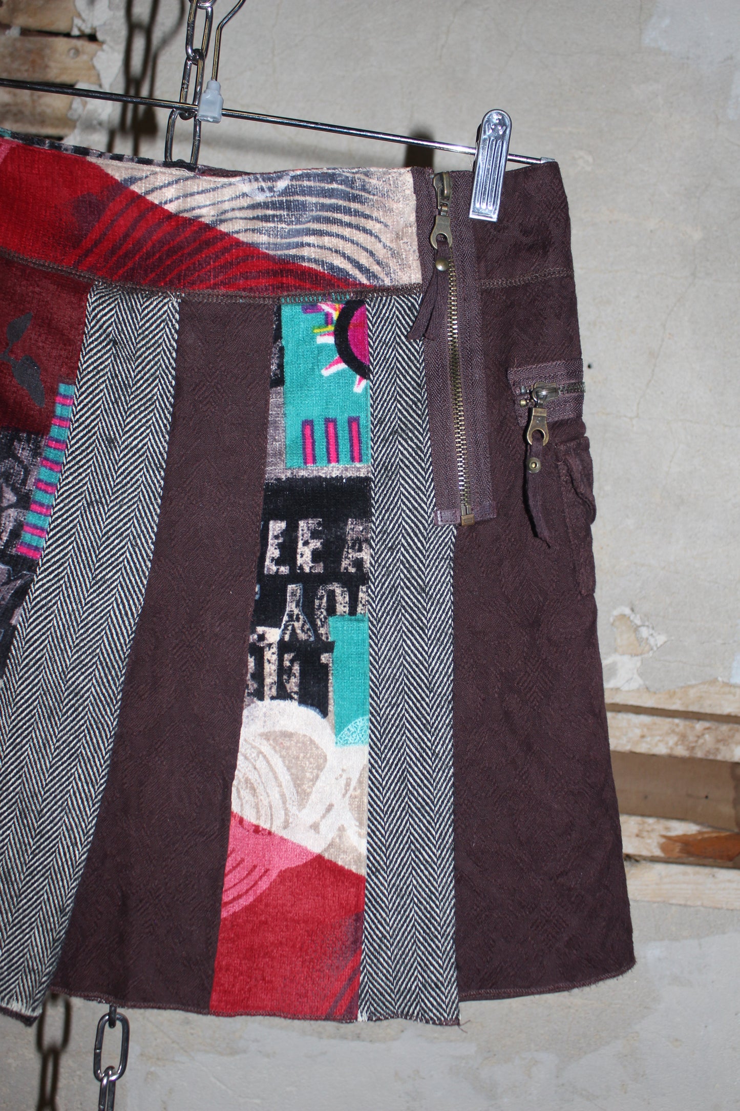 EURO LABEL PATCHWORK MINI SKIRT