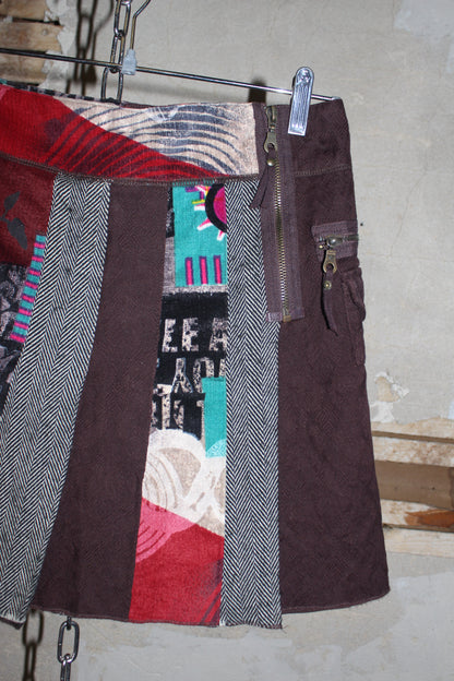 EURO LABEL PATCHWORK MINI SKIRT