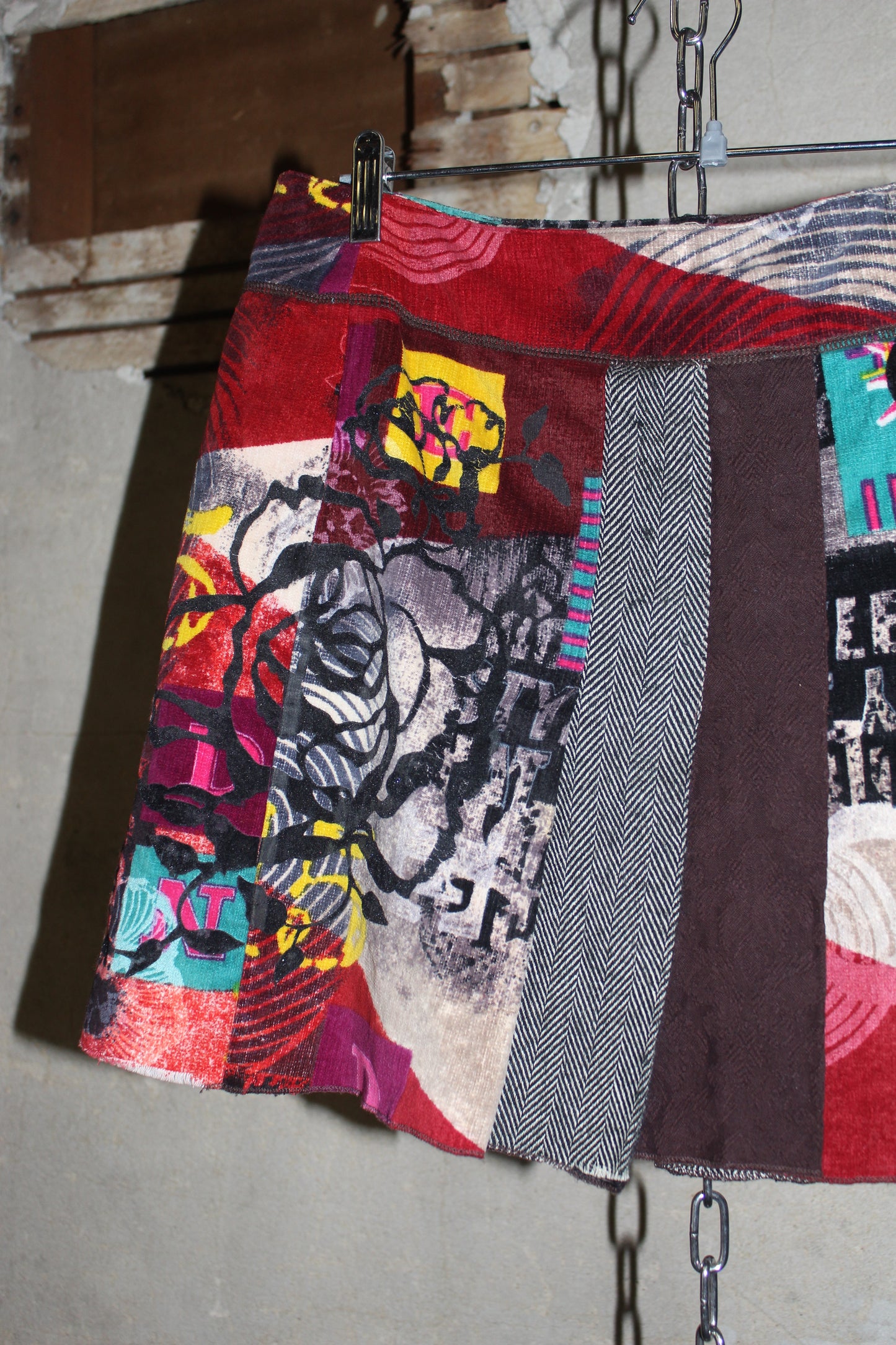 EURO LABEL PATCHWORK MINI SKIRT