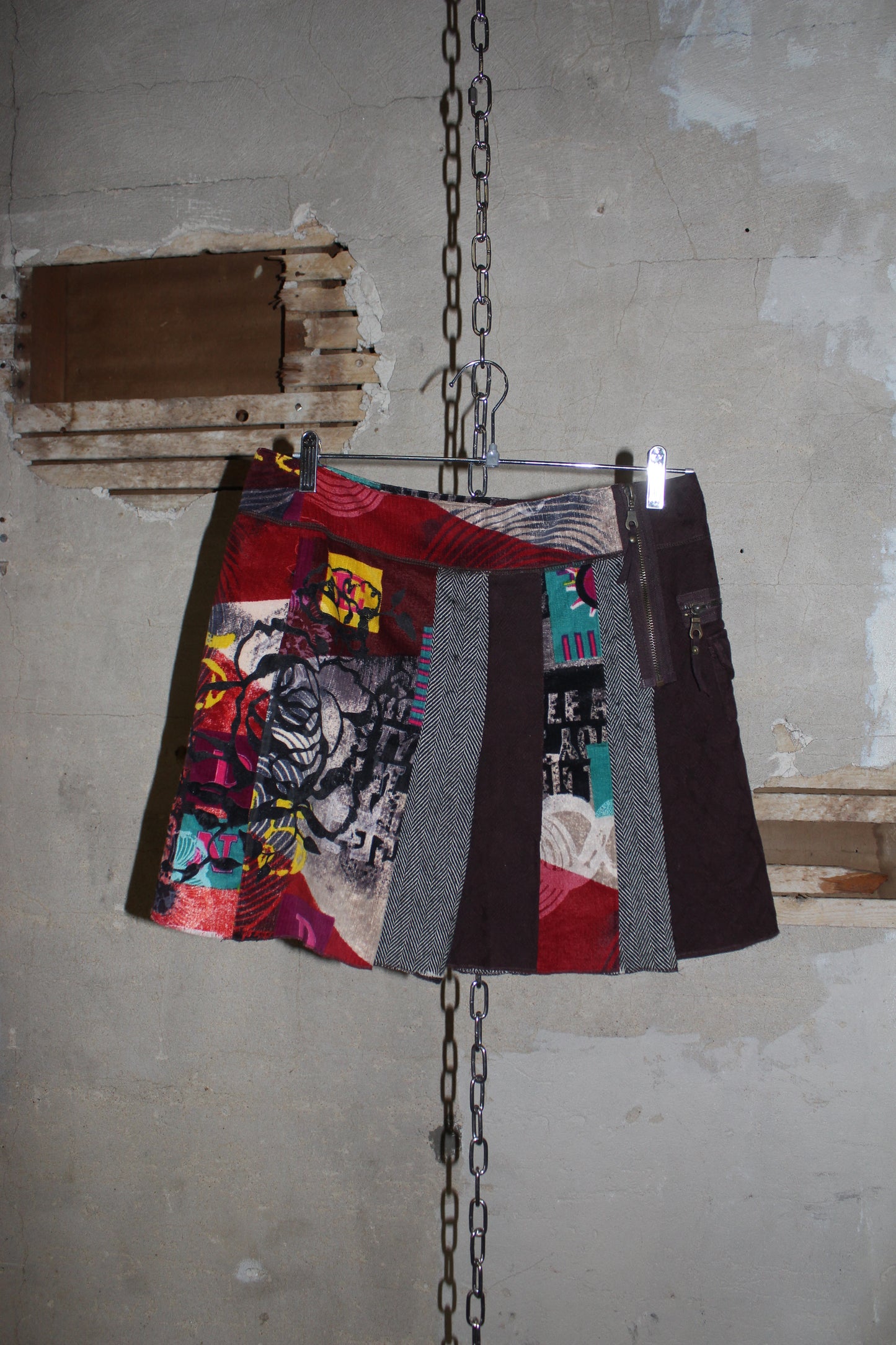 EURO LABEL PATCHWORK MINI SKIRT
