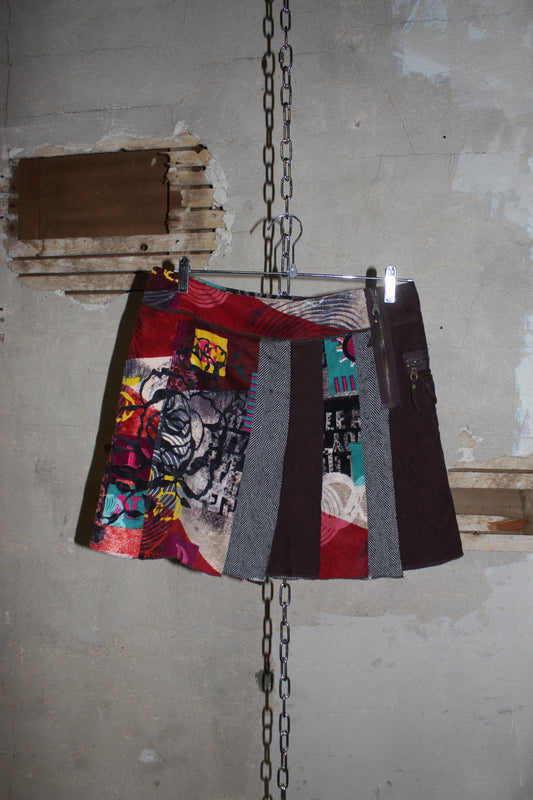 EURO LABEL PATCHWORK MINI SKIRT