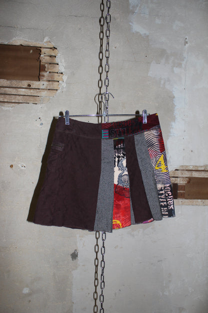 EURO LABEL PATCHWORK MINI SKIRT