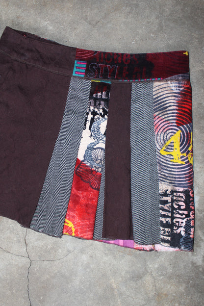EURO LABEL PATCHWORK MINI SKIRT