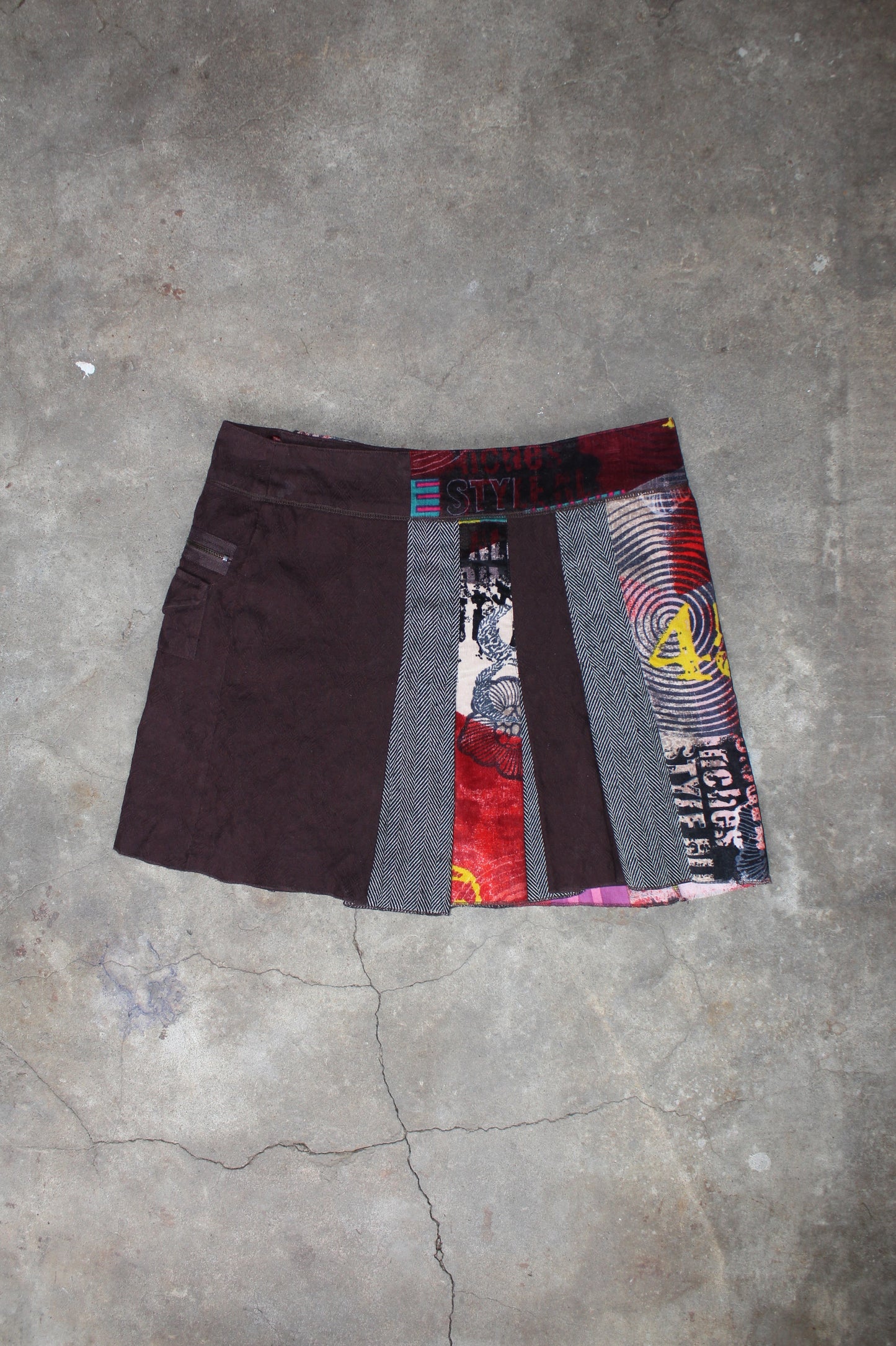 EURO LABEL PATCHWORK MINI SKIRT