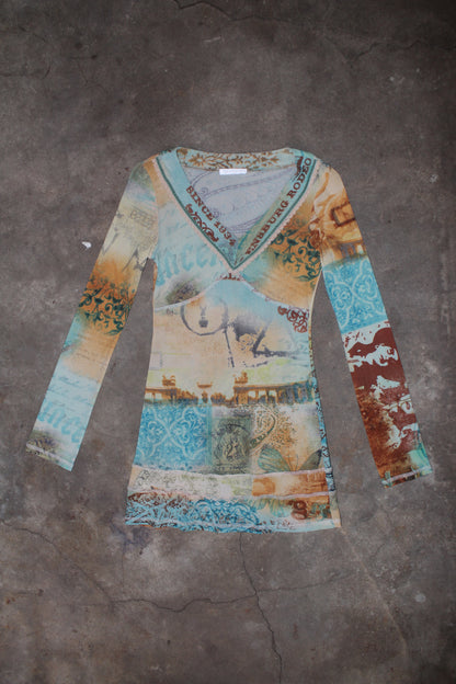 FRENCH LABEL ABSTRACT MESH TOP